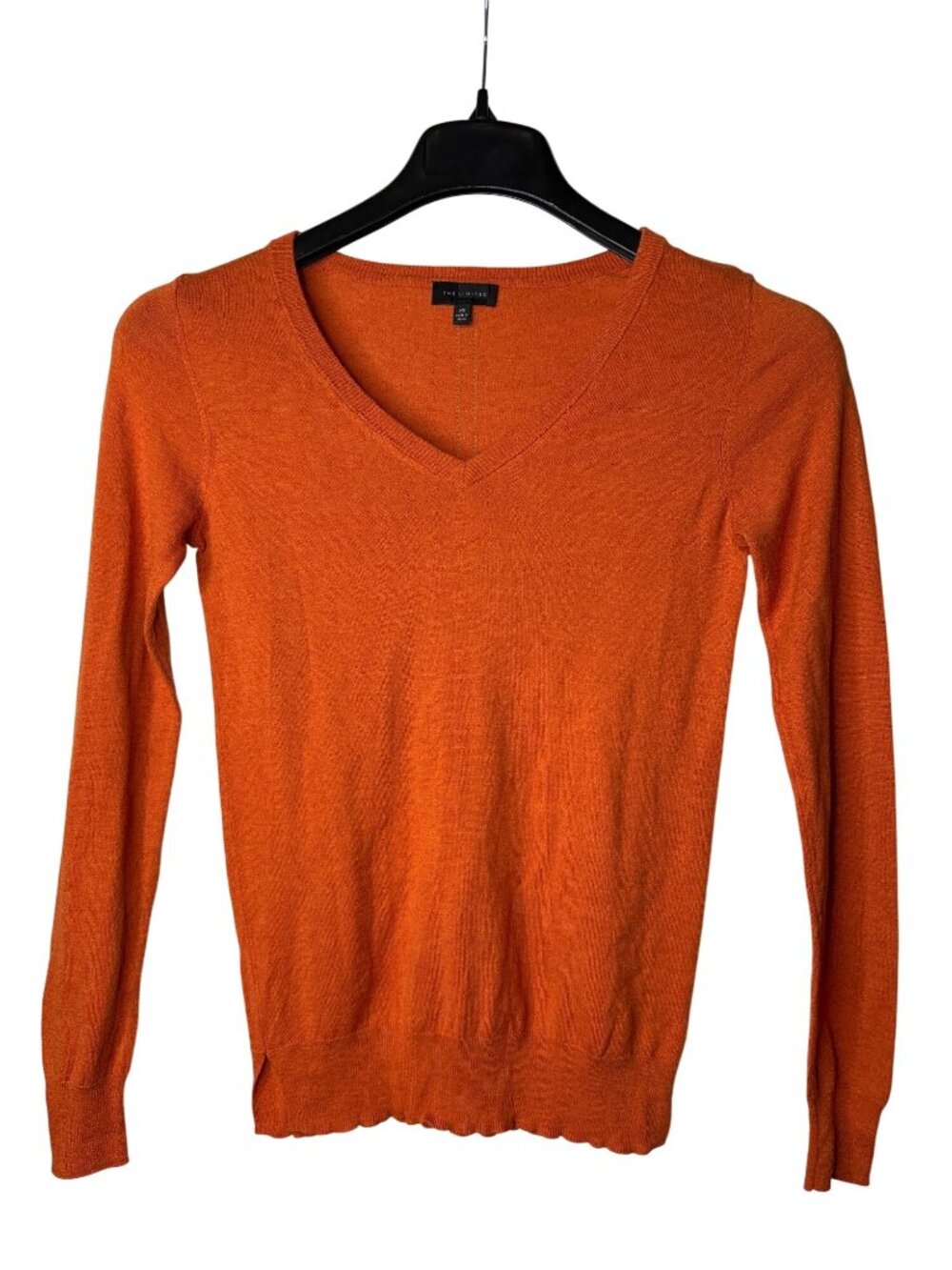 The Limited Womens Lightweight V Neck Sweater XS Orange Modal Nylon Wool Blend